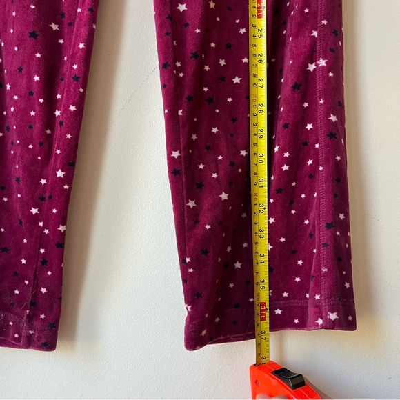 Nautica Women’s Pajama Pants Small S Burgundy Velour Star Print Lounge Sleepwear - Picture 4 of 6